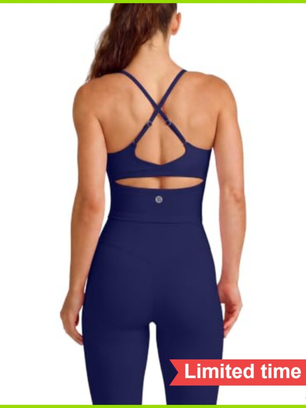 Twist Back Two Piece Yoga Set Womens Workout Athletic Gym Outfit Nylon Elastane